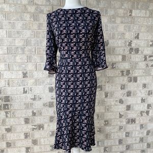 DISCOUNTED Boden Stormy Night Wallpaper Floral Dress in Black, Pink & Blue-grey